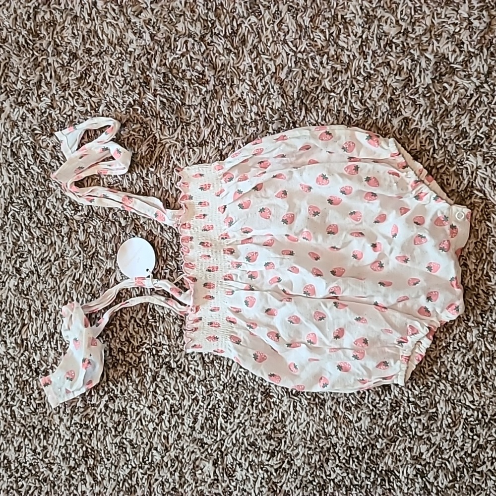 Baby Girl Strawberry Outfit with Adjustable Straps